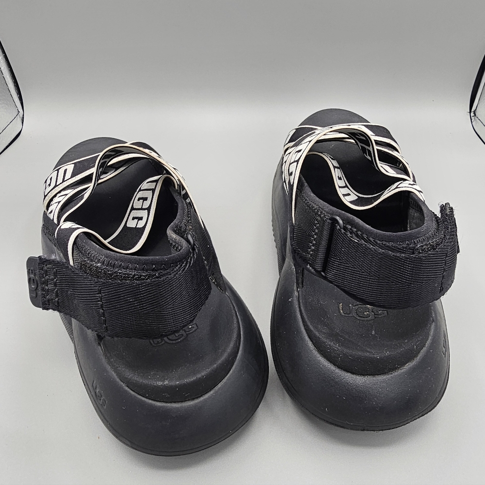 Ugg LA Cloud Platform Foam Comfort Strap Sandal Black Logo Spell Out Ladies Sz 6 - Picture 5 of 7